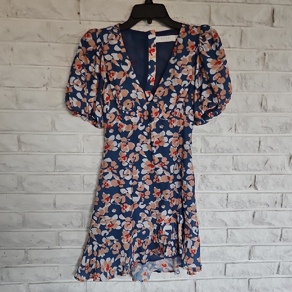 Astr Blue Floral Mini Dress